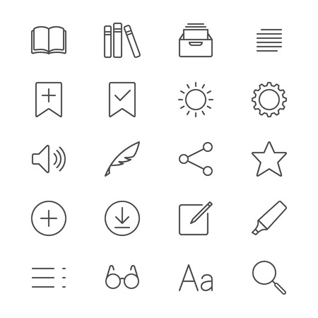 E-book reader thin iconsのイラスト素材