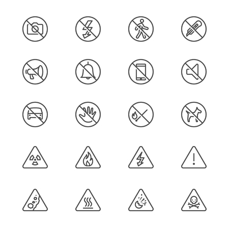 Warning sign thin iconsのイラスト素材