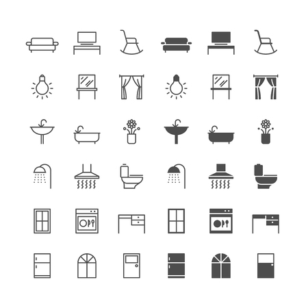 Home furniture icons, included normal and enable state.のイラスト素材
