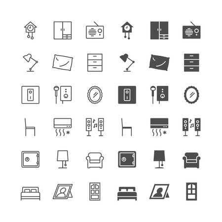Home furniture icons, included normal and enable state.のイラスト素材