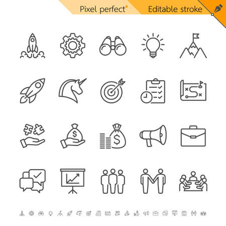Startup thin icons. Pixel perfect. Editable stroke.のイラスト素材