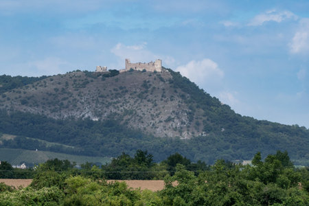 Devicky (Maidberg) ruins of Gothic castle from the fieldsの写真素材