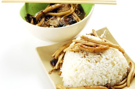 Fried honey mushroomの写真素材