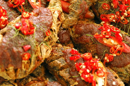 Vegetarian food imitation from fried fish 