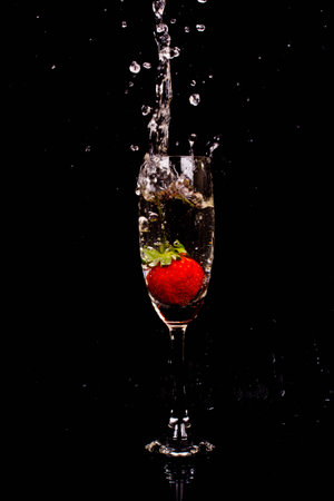 refreshing red cocktail with sparkling waterの写真素材