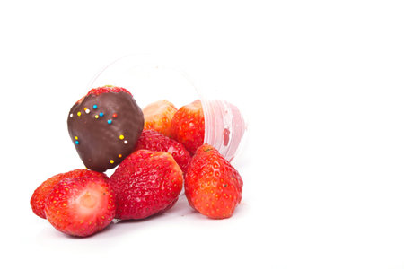 strawberries isolated on whiteの写真素材