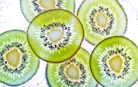 kiwi fruit in soda water の写真素材