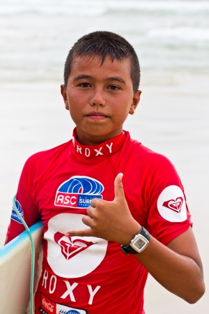 PHUKET THAILAND-SEPTEMBER 15 Unidentified surfer in ASC ISC Masters Division 2012  at Quiksilver open Phuket Thailand 2012 on September 15,2012 at Patong Beach in Phuket Thailand のeditorial素材