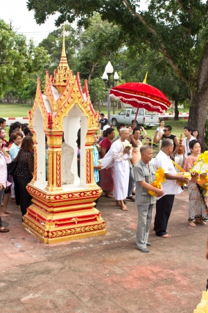 PHUKET, THAILAND - APRIL 27  Buddhist ordination ceremony on April 27, 2012 in the Chalong Temple, Phuket Province, Thailand のeditorial素材