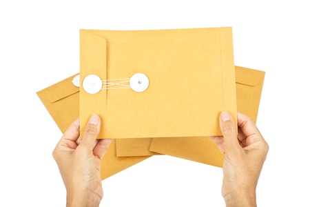 Paper envelope isolated on white background, clipping path の写真素材