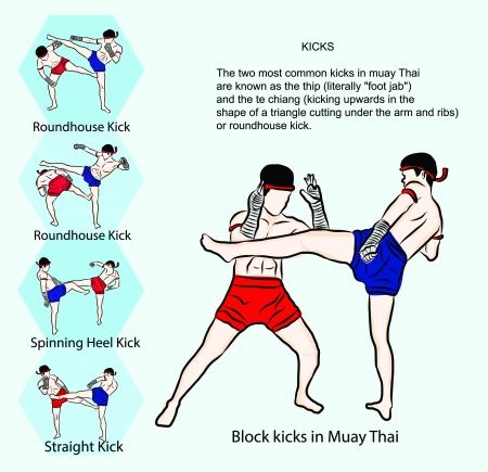 hand drawn Thai martial arts and muay thai boran のイラスト素材