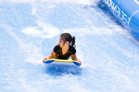 PHUKET THAILAND SEPTEMBER 16: Unidentified surfer on the Flow Rider aboard Surf House Phuket on June 17,2013 at Kata Beach in Phuket Thailand.
 
 のeditorial素材