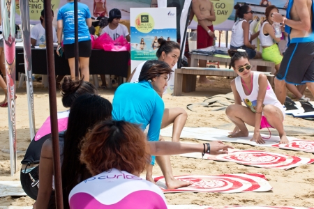 Kata beach, Phuket Thailand - September 6: Unidentified participants of the rip curl 
girls go surfing day 2013, September 6,2013 in Kata beach, Phuket Thailandのeditorial素材