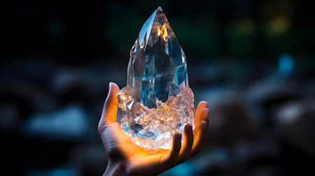 Nature Crystal clear quartz - generative AI, AI generatedの素材