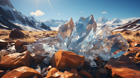 Crystal clear quartz The crystallization of natural gemstones.- generative AI, AI generatedの素材