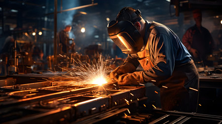 Welding is an important part of joining workpieces., ai generatedの素材