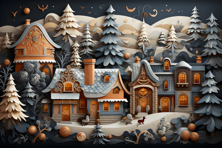 Merry Christmas. Miscellaneous illustrations in the form of polychrome terracotta,AI Generatedの素材