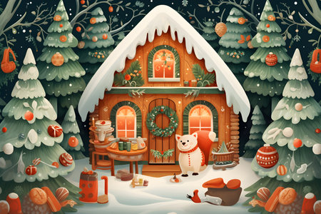 Merry Christmas. Miscellaneous illustrations in the form of polychrome terracotta,AI Generatedの素材