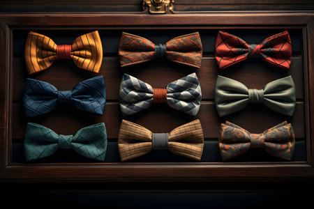 A set of various colorful masculine visual style bow tie,ai generateの素材