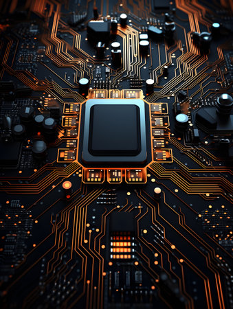 Central Computer Processors CPU concept. Motherboard digital chipの素材
