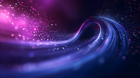 abstract background with technology image of a atom bending through a dark spaceの素材