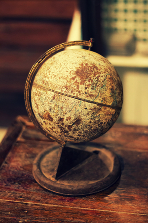 old simulation globe with a map of the worldの写真素材