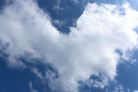 beautiful white cloud heart shape and blue sky