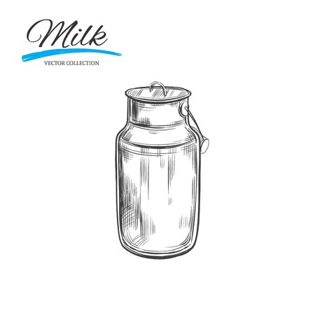 Dairy products in can hand drawn illustrationのイラスト素材