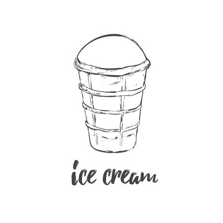 Ice cream Vector hand drawn illustration. Sketch styleのイラスト素材
