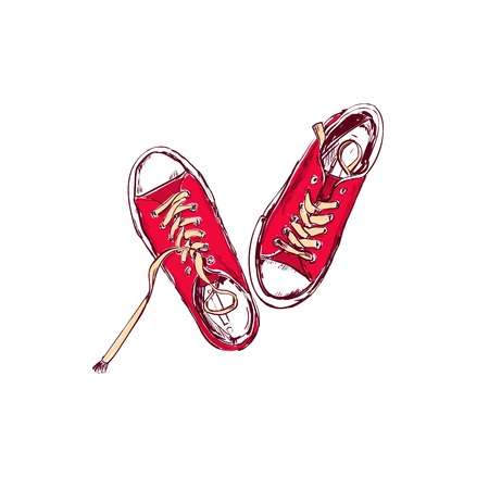 Sneakers. Vector hand drawn illustration. Sketch style. isolated on whiteのイラスト素材