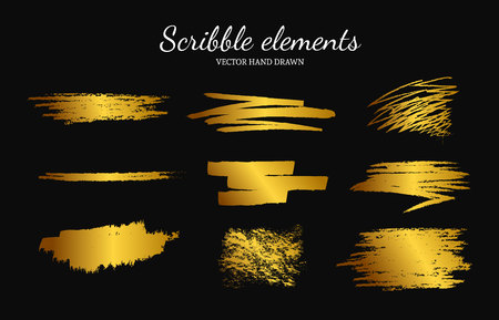 Set of vector scribble, smears elements for logo design. Paint, grunge brush strokes.のイラスト素材