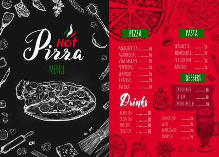 Italian food menu for restaurant and cafe.のイラスト素材