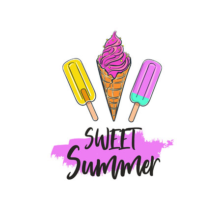 Sweet Summer. Vector Inspirational Summerのイラスト素材