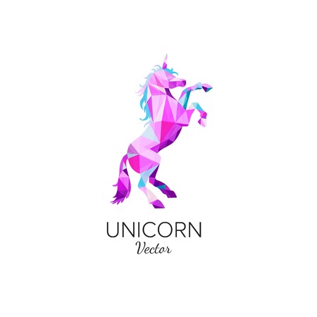Unicorn symbol in Low Poly style . Vector geometric polygonal logoのイラスト素材