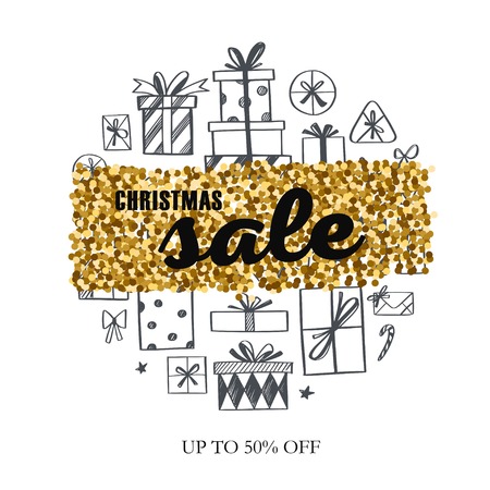 Christmas and New Year vector Sale banner, posters, header.のイラスト素材