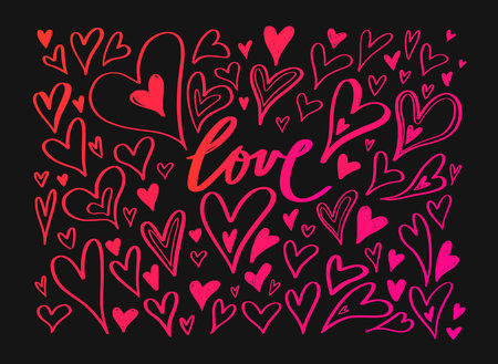 Vector hand drawn doodle Heart elements. Creative romantic elements for cards, banner, poster. Love...