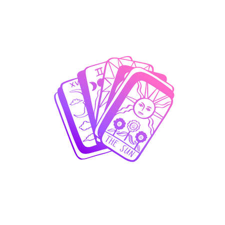 Vintage Tarot deck vector illustration. Hand drawn style. Occult symbol of sun and moon phases. Magic and Witchcraft coveのイラスト素材
