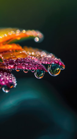 Drops of dew on the petals of a gerberaの素材