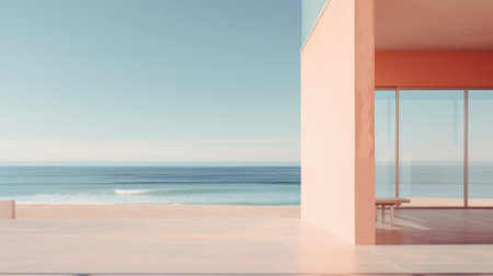 Luxury villa with beach view. 3d rendering.の素材