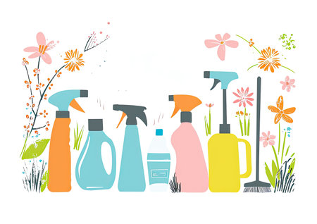 Cleaning products. Cleaning service. Vector illustration in flat style.の素材