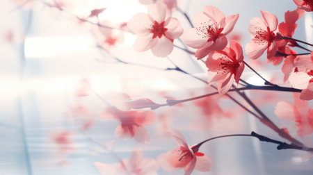 cherry blossom in soft color and blur style for background.の素材