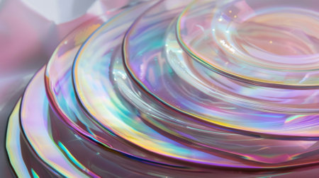 Colorful translucent glass plates overlapping, creating a rainbow effect, background, AI generatedの素材