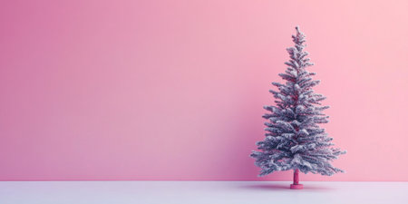 Christmas tree in a minimalistic pastel color background with copy space, AI generatedの素材