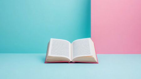 Open book on color background with shadows, concept of knowledge, AI Generatedの素材