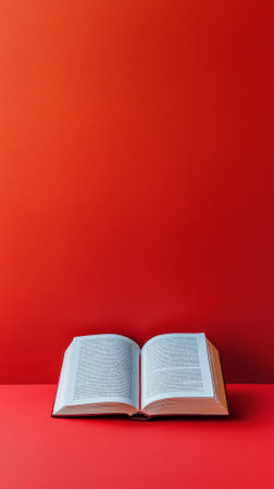 Open book on color background with shadows, concept of knowledge, AI Generatedの素材