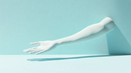 Sculpted hand in white plaster casting with minimalist design, background, AI Generatedの素材
