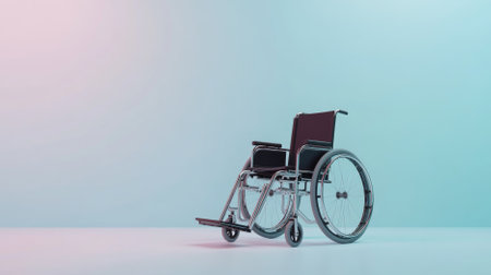 Wheelchair in empty room with soft lighting and subtle shadows, background, AI Generatedの素材