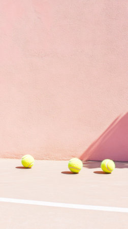 Tennis balls arranged on pastel color background, sport concept, AI generatedの素材