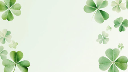 Green clover leaves with soft bokeh background for St. Patricks Day postcard, AI generatedの素材