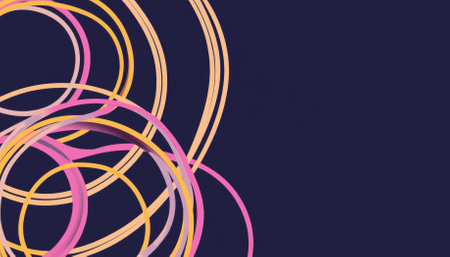 Colorful lines in abstract pattern against dark backdrop, suitable for backgrounds, AI generatedの素材